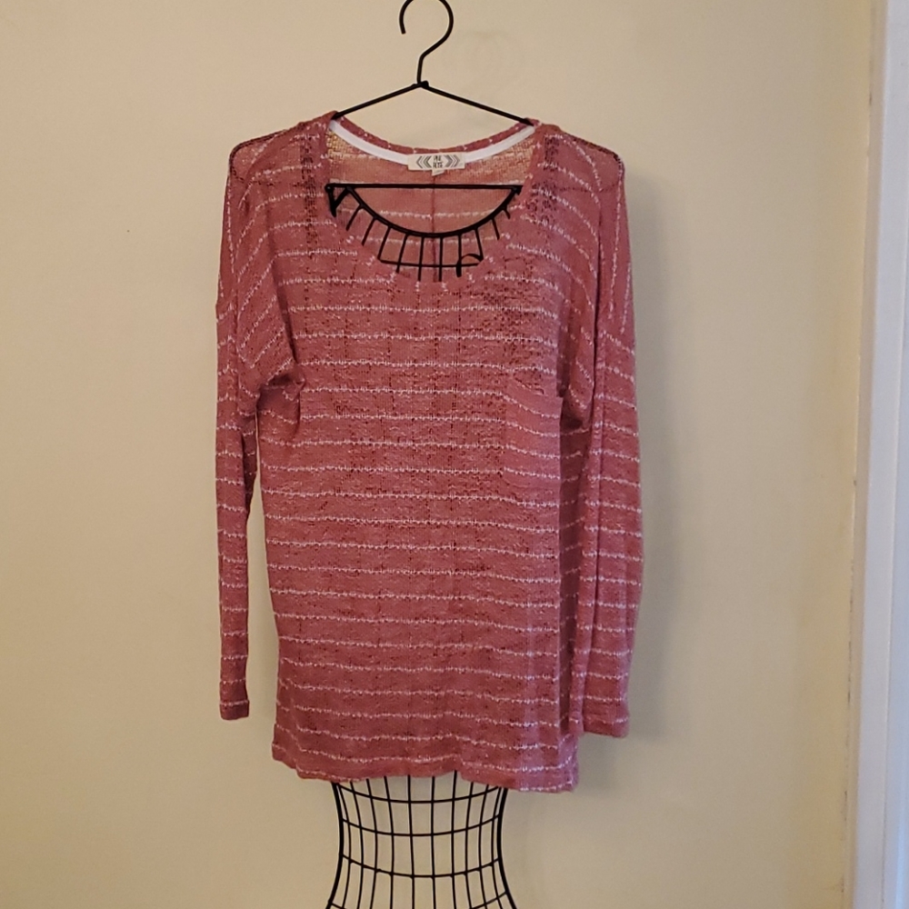 Pink Rose Knit Sweater Peach Color L